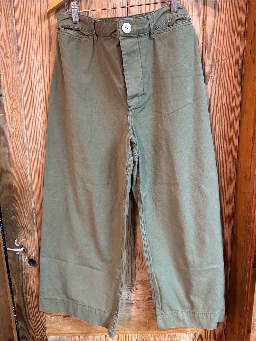 Pilcro and the Letterpress Olive Green Wide-Leg Chinos
